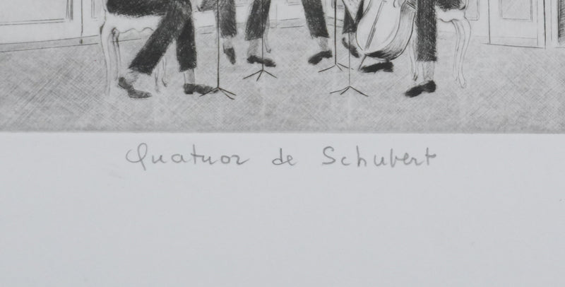Camille COMBE : Quatuor de Schubert, Gravure originale signée