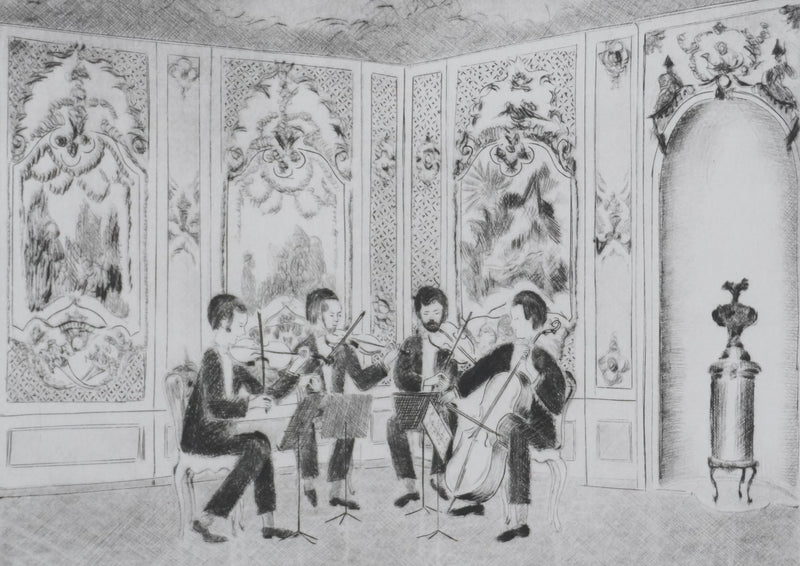 Camille COMBE : Quatuor de Schubert, Gravure originale signée