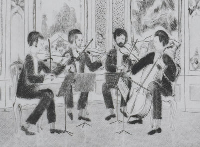 Camille COMBE : Quatuor de Schubert, Gravure originale signée