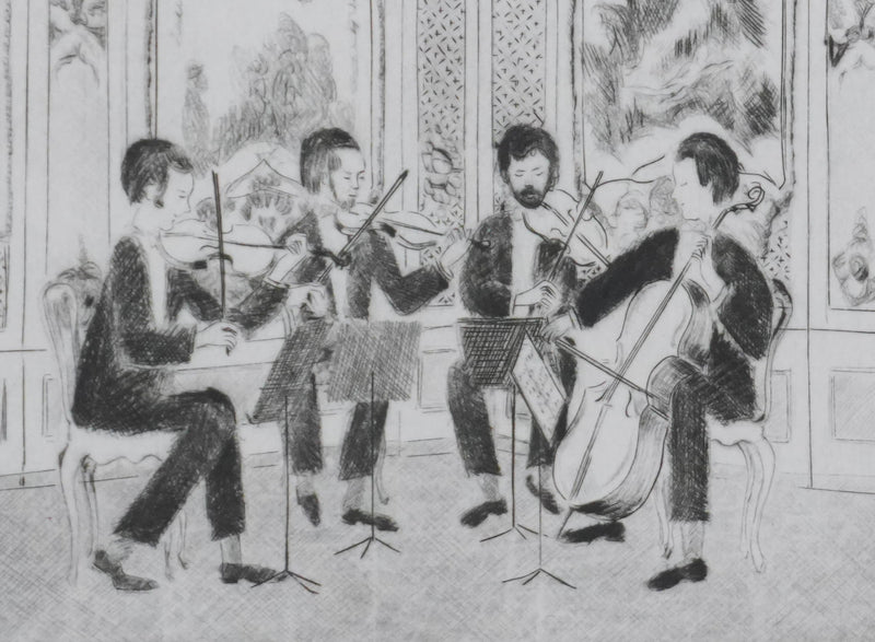 Camille COMBE : Quatuor de Schubert, Gravure originale signée