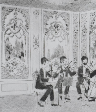Camille COMBE : Quatuor de Schubert, Gravure originale signée
