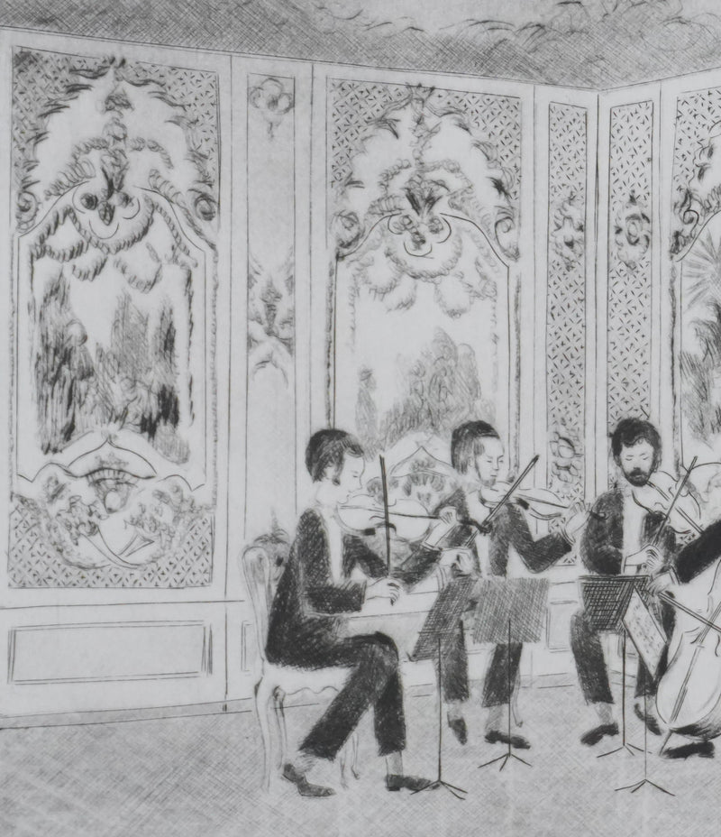 Camille COMBE : Quatuor de Schubert, Gravure originale signée