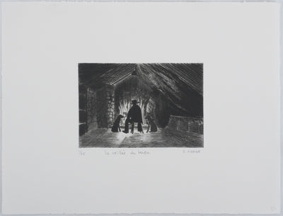 Camille COMBE : La veillée du berger, Gravure originale signée