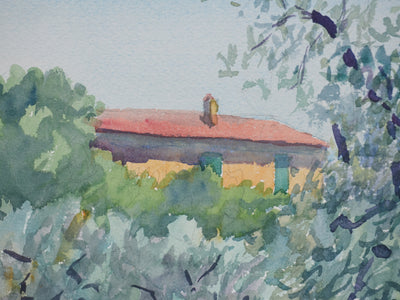Salomon Alfred BOISECQ : Oliviers à Callian, Aquarelle originale signée