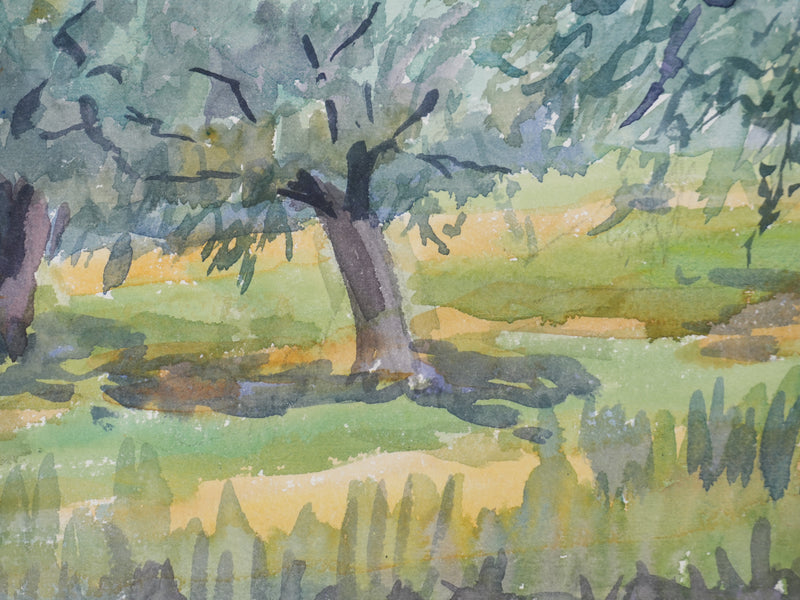 Salomon Alfred BOISECQ : Oliviers à Callian, Aquarelle originale signée