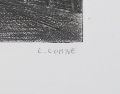 Camille COMBE : La veillée du berger, Gravure originale signée