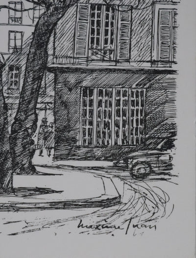 Maxime JUAN : Paris, Place Furstemberg à Saint Germain-des-Près, Lithographie originale signée