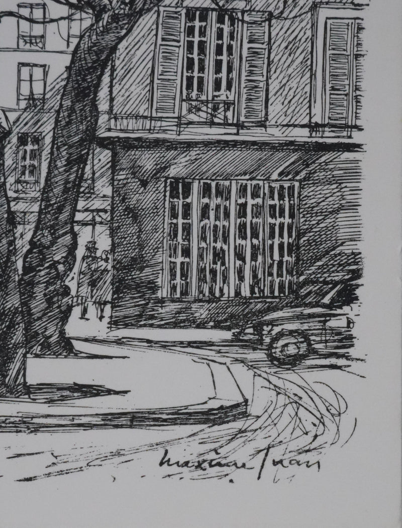 Maxime JUAN : Paris, Place Furstemberg à Saint Germain-des-Près, Lithographie originale signée