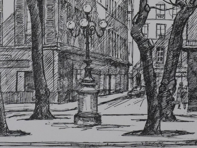 Maxime JUAN : Paris, Place Furstemberg à Saint Germain-des-Près, Lithographie originale signée