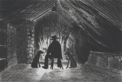 Camille COMBE : La veillée du berger, Gravure originale signée