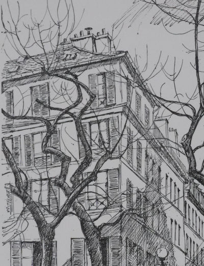 Maxime JUAN : Paris, Place Furstemberg à Saint Germain-des-Près, Lithographie originale signée