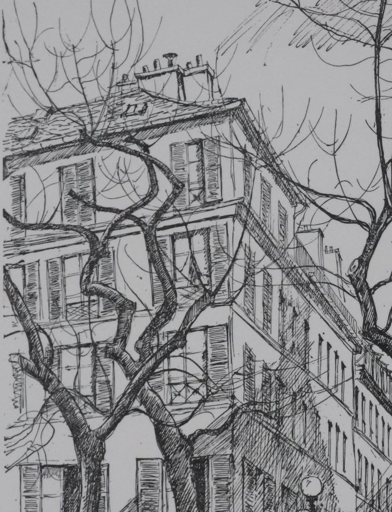 Maxime JUAN : Paris, Place Furstemberg à Saint Germain-des-Près, Lithographie originale signée