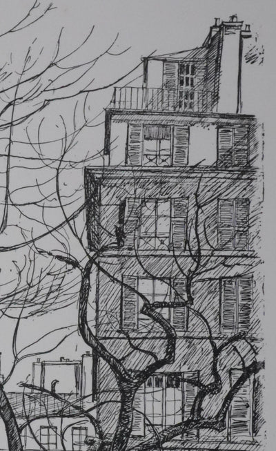 Maxime JUAN : Paris, Place Furstemberg à Saint Germain-des-Près, Lithographie originale signée