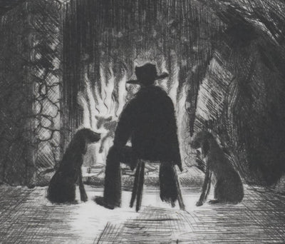Camille COMBE : La veillée du berger, Gravure originale signée