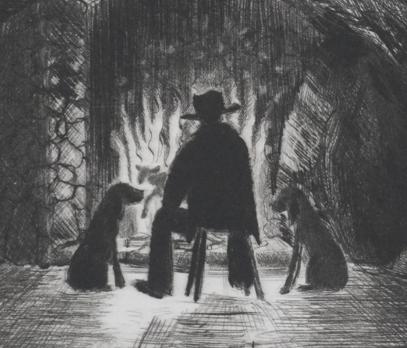 Camille COMBE : La veillée du berger, Gravure originale signée