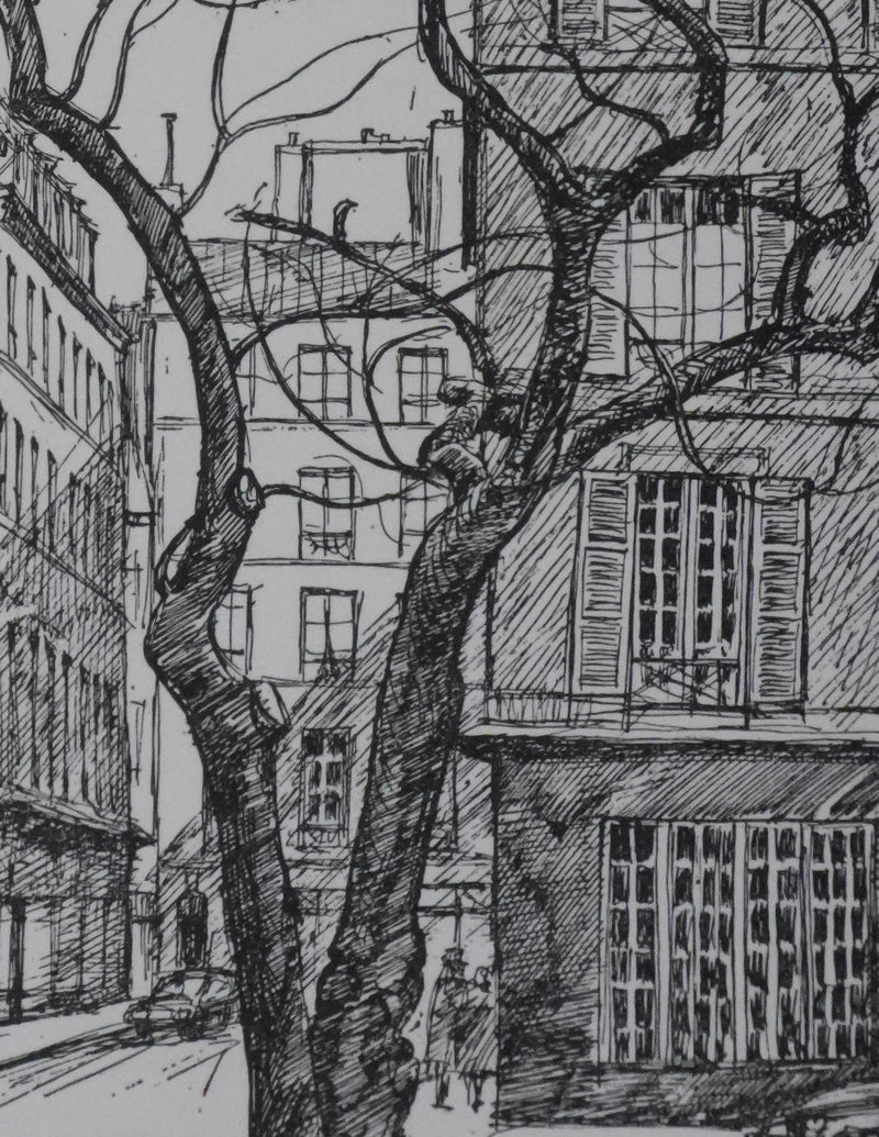 Maxime JUAN : Paris, Place Furstemberg à Saint Germain-des-Près, Lithographie originale signée