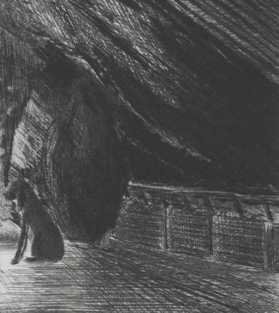Camille COMBE : La veillée du berger, Gravure originale signée