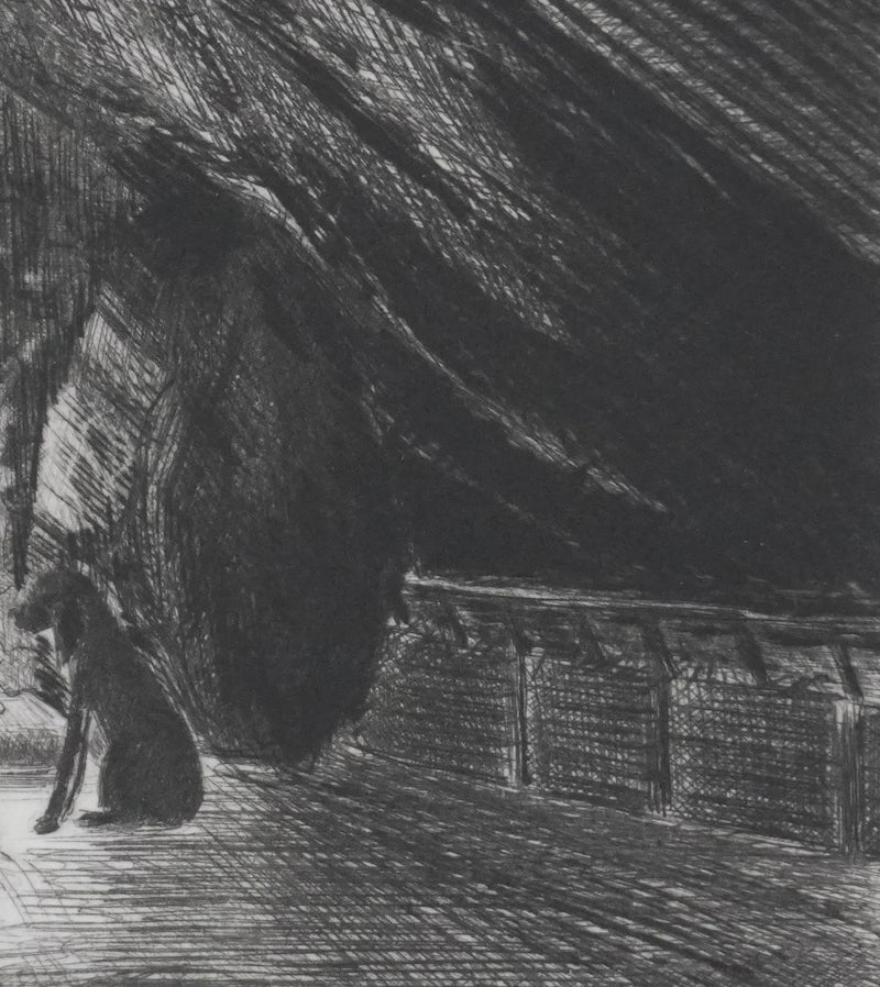 Camille COMBE : La veillée du berger, Gravure originale signée