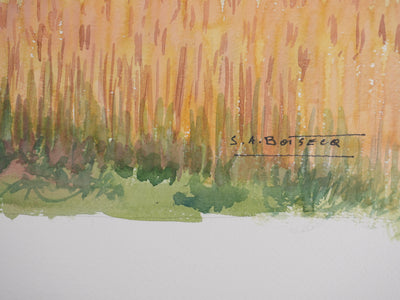 Salomon Alfred BOISECQ : La petite ferme en Provence, Aquarelle originale signée