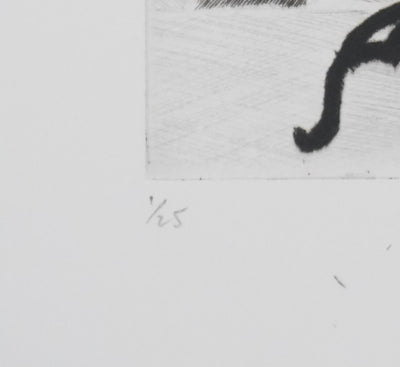 Camille COMBE : Le feu de bois, Gravure originale signée