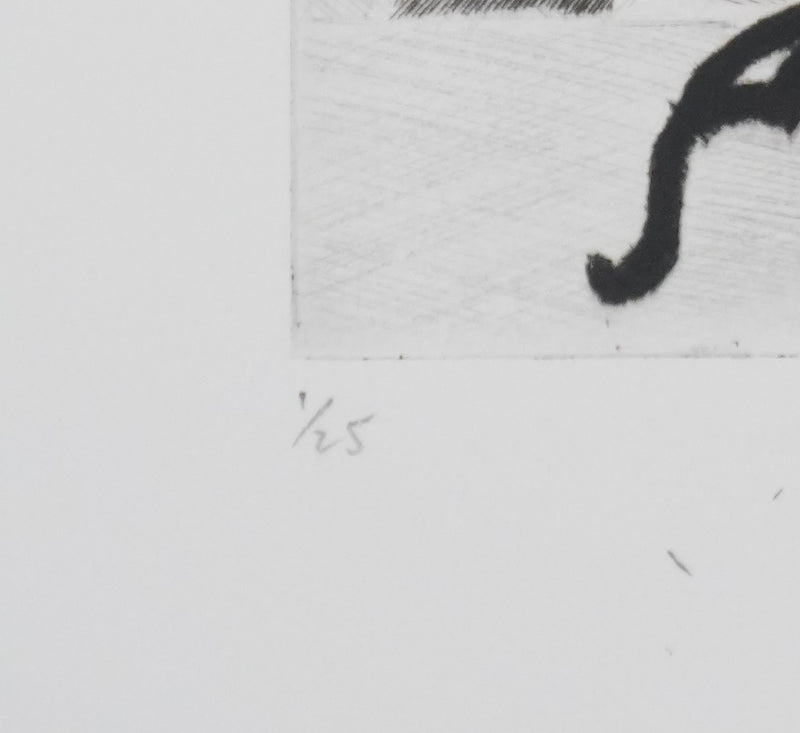 Camille COMBE : Le feu de bois, Gravure originale signée