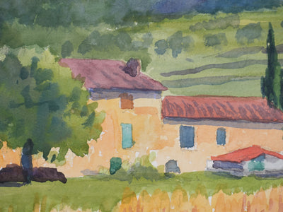 Salomon Alfred BOISECQ : La petite ferme en Provence, Aquarelle originale signée
