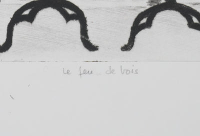 Camille COMBE : Le feu de bois, Gravure originale signée