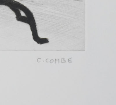 Camille COMBE : Le feu de bois, Gravure originale signée