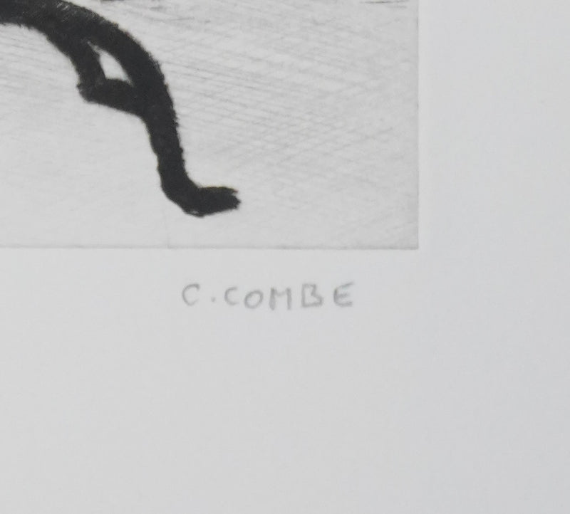 Camille COMBE : Le feu de bois, Gravure originale signée