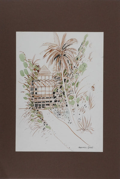 Maurice GENIS : La cabane dans la forêt tropicale, Dessin original signé