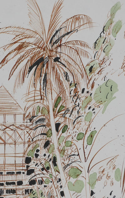 Maurice GENIS : La cabane dans la forêt tropicale, Dessin original signé