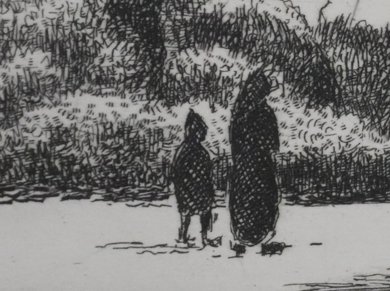 Pierre DUBREUIL : La maisonnette sous la neige, Gravure originale signée