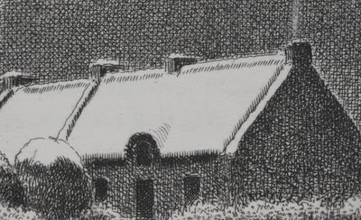 Pierre DUBREUIL : La maisonnette sous la neige, Gravure originale signée