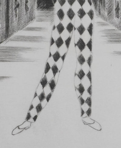 Camille COMBE : La sérénade d'arlequin, Gravure originale signée