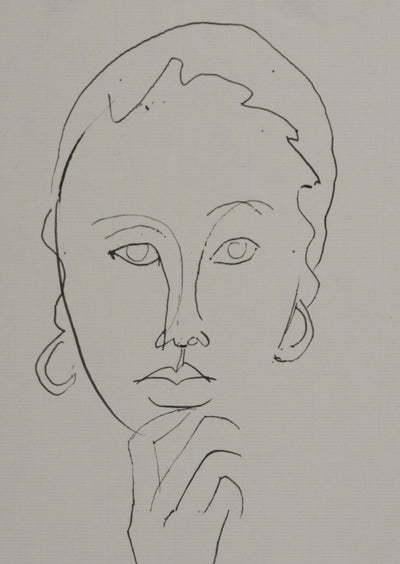 Maurice GENIS : La femme pensante, Dessin original signé