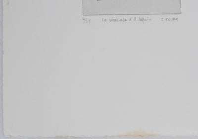 Camille COMBE : La sérénade d'arlequin, Gravure originale signée