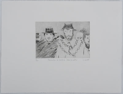 Camille COMBE : Rencontre de hasard dans le métro, Gravure originale signée