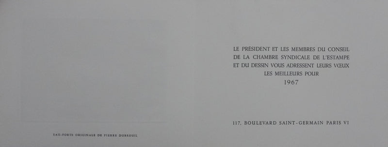 Pierre DUBREUIL : La maisonnette sous la neige, Gravure originale signée