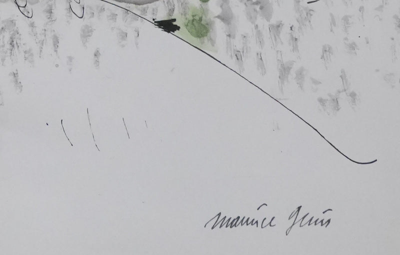 Maurice GENIS : Les cactus au bord de mer, Dessin original signé