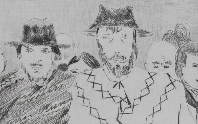 Camille COMBE : Rencontre de hasard dans le métro, Gravure originale signée
