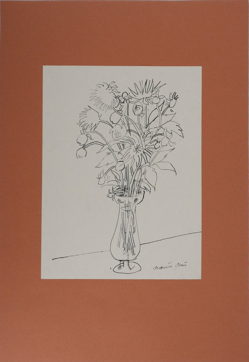 Maurice GENIS : Le bouquet de chrysanthème, Dessin original signé