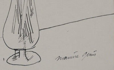 Maurice GENIS : Le bouquet de chrysanthème, Dessin original signé