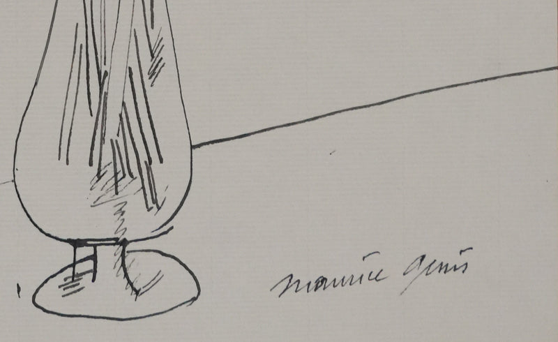 Maurice GENIS : Le bouquet de chrysanthème, Dessin original signé