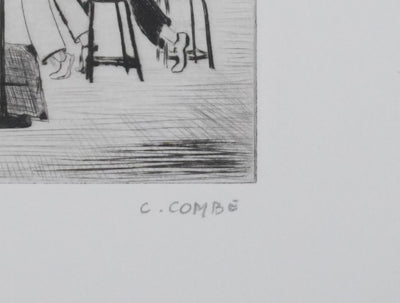 Camille COMBE : L'atelier, Gravure originale signée
