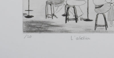 Camille COMBE : L'atelier, Gravure originale signée