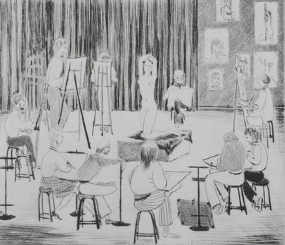 Camille COMBE : L'atelier, Gravure originale signée