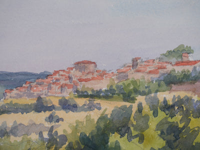 Salomon Alfred BOISECQ : Verdon, Vue sur Artignosc, Aquarelle originale signée