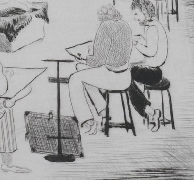 Camille COMBE : L'atelier, Gravure originale signée