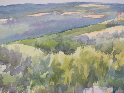 Salomon Alfred BOISECQ : Verdon, Vue sur Artignosc, Aquarelle originale signée