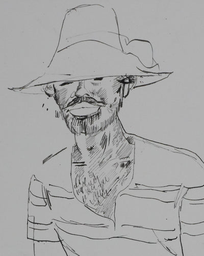 Maurice GENIS : Le vendeur ambulant, Dessin original signé